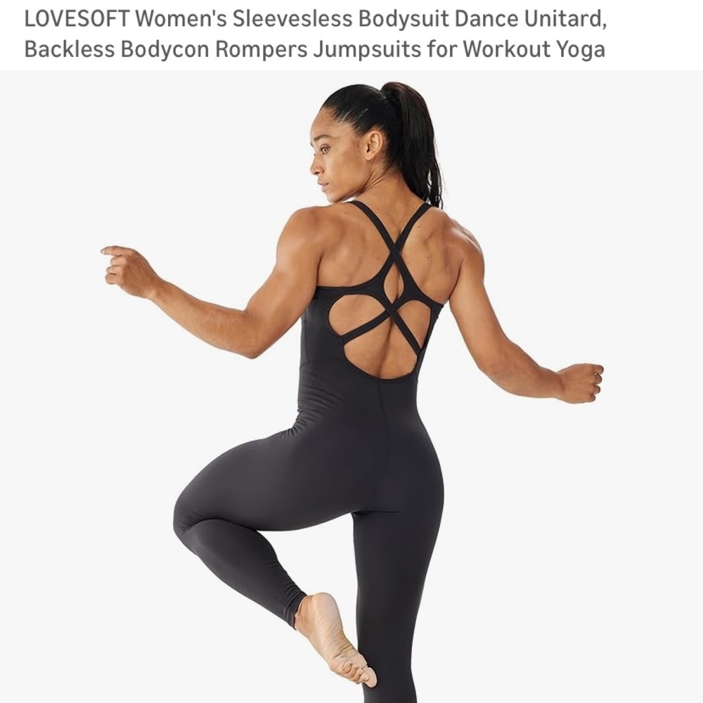 Lovesoft Black Catsuit sleek sexy activewear L